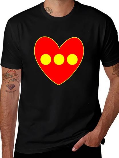 Red Heart 3-Circle Graphic Black T-Shirt