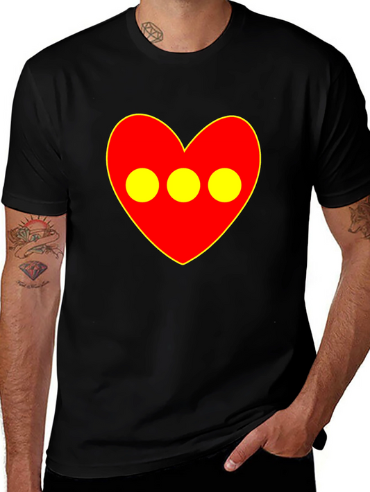 Red Heart 3-Circle Graphic Black T-Shirt