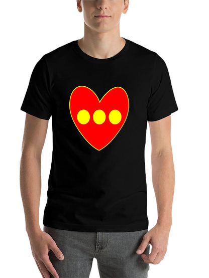 Red Heart 3-Circle Graphic Black T-Shirt