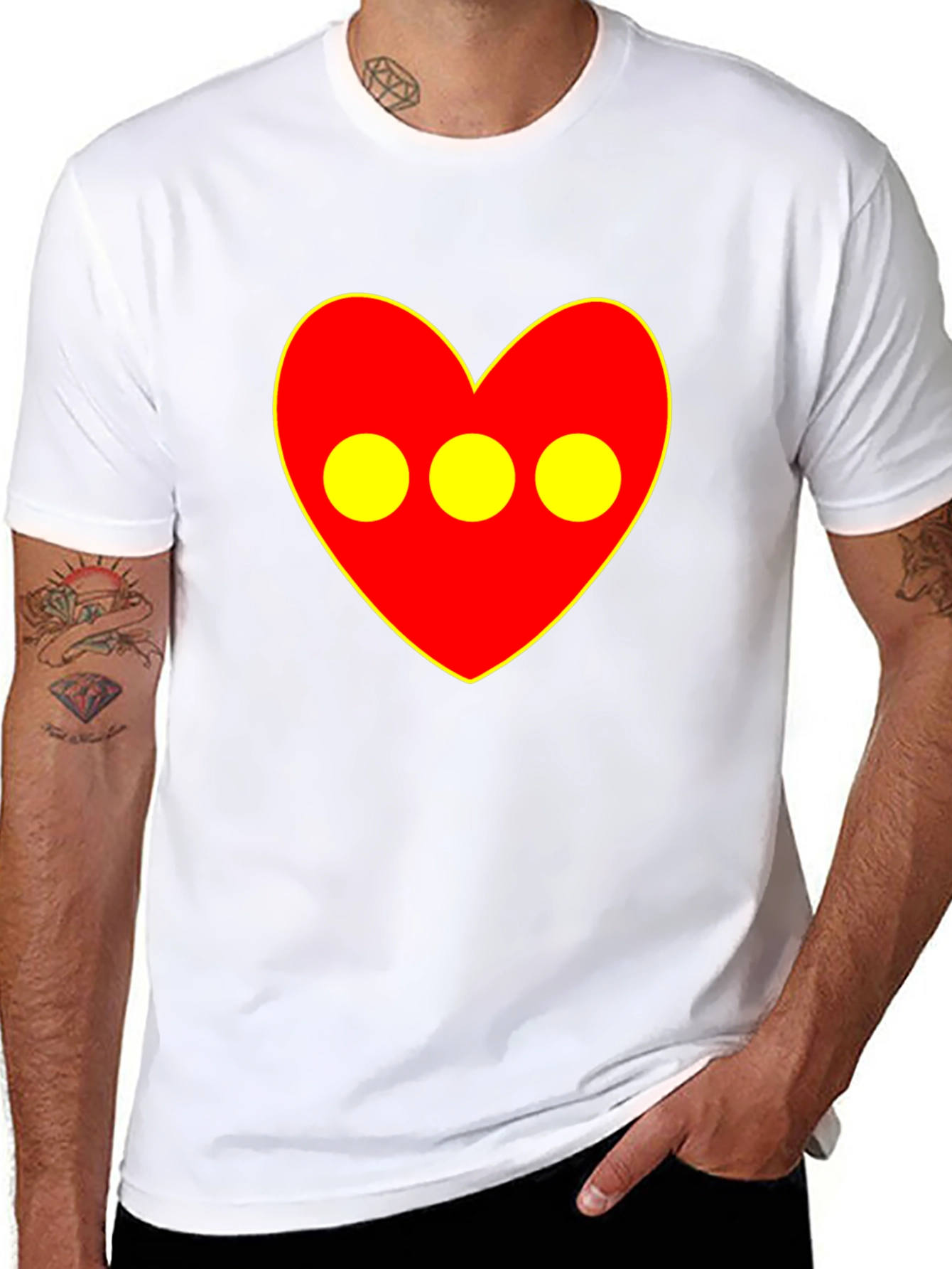 Red Heart 3-Circle Graphic Black T-Shirt
