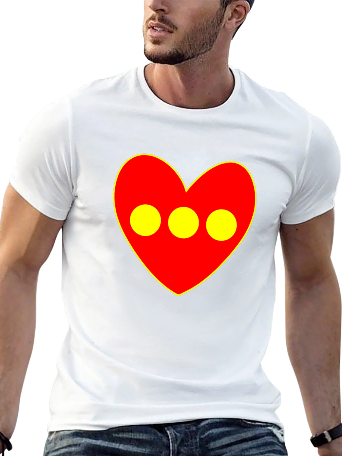 Red Heart 3-Circle Graphic Black T-Shirt