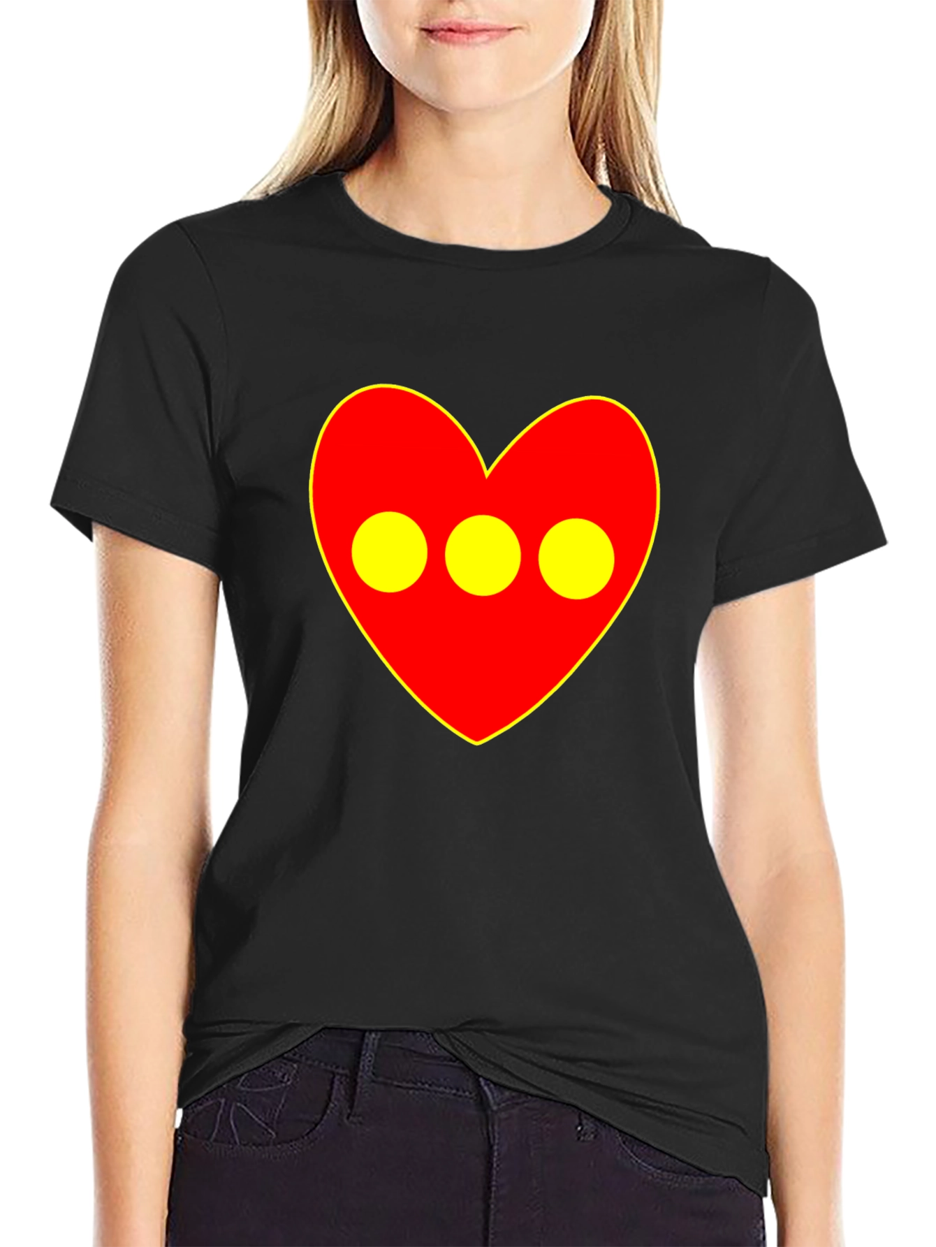 Red Heart 3-Circle Graphic Black T-Shirt
