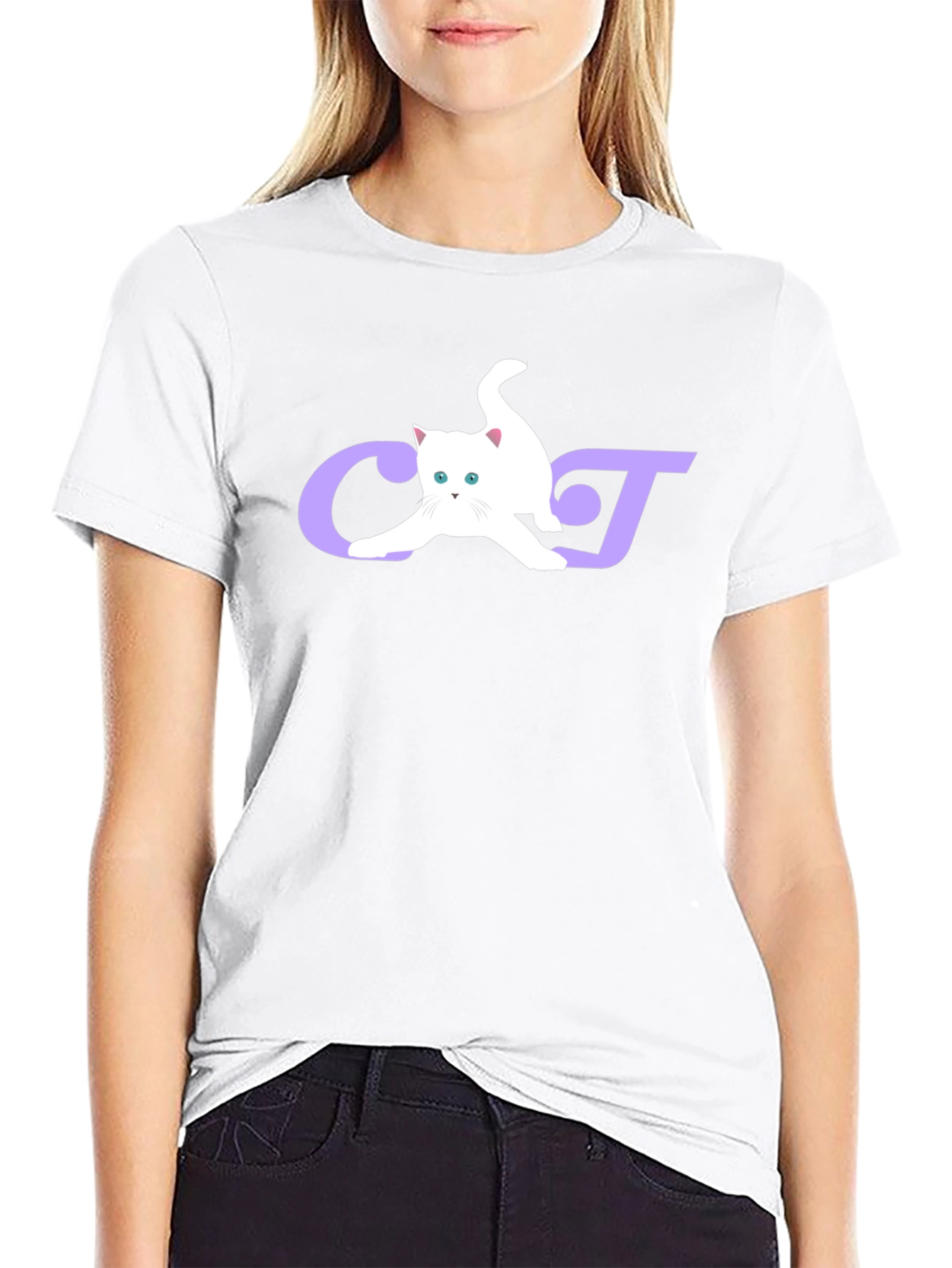 Cat Lover Graphic Tee - Black Cotton Blend