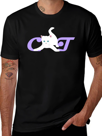 Cat Lover Graphic Tee - Black Cotton Blend
