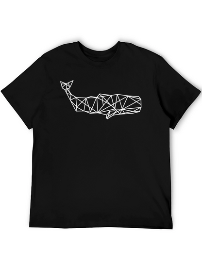 Geometric Whale Graphic Tee - Modern Black T-Shirt