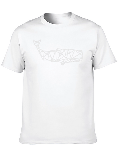 Geometric Whale Graphic Tee - Modern Black T-Shirt
