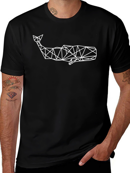 Geometric Whale Graphic Tee - Modern Black T-Shirt