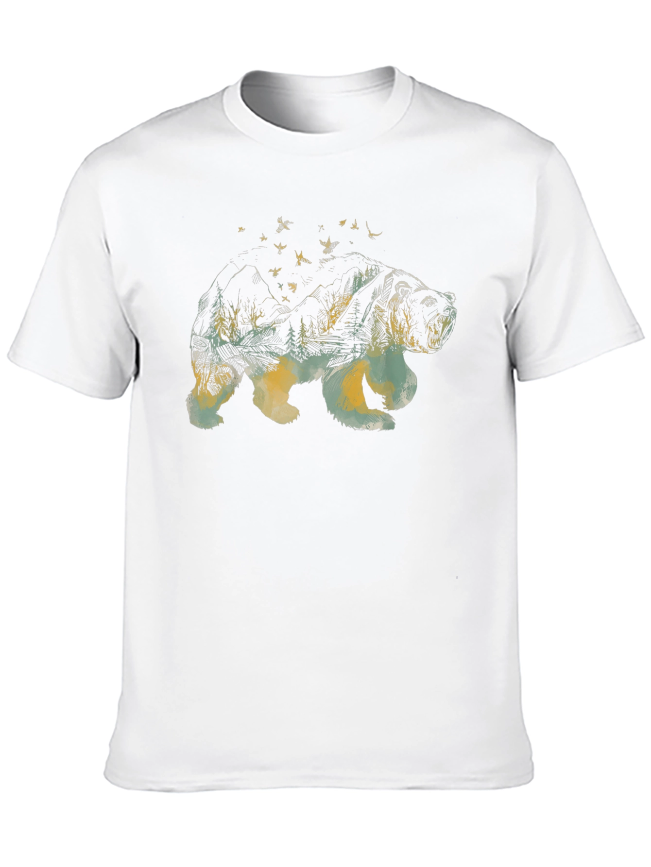 Bear Landscape Graphic Tee - Black Cotton Comfort