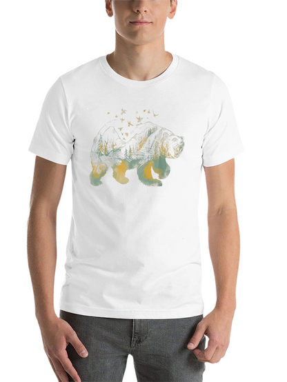 Bear Landscape Graphic Tee - Black Cotton Comfort