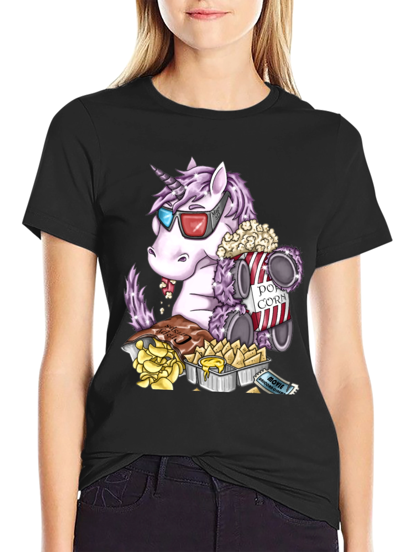 Unicorn Movie Night Graphic Tee