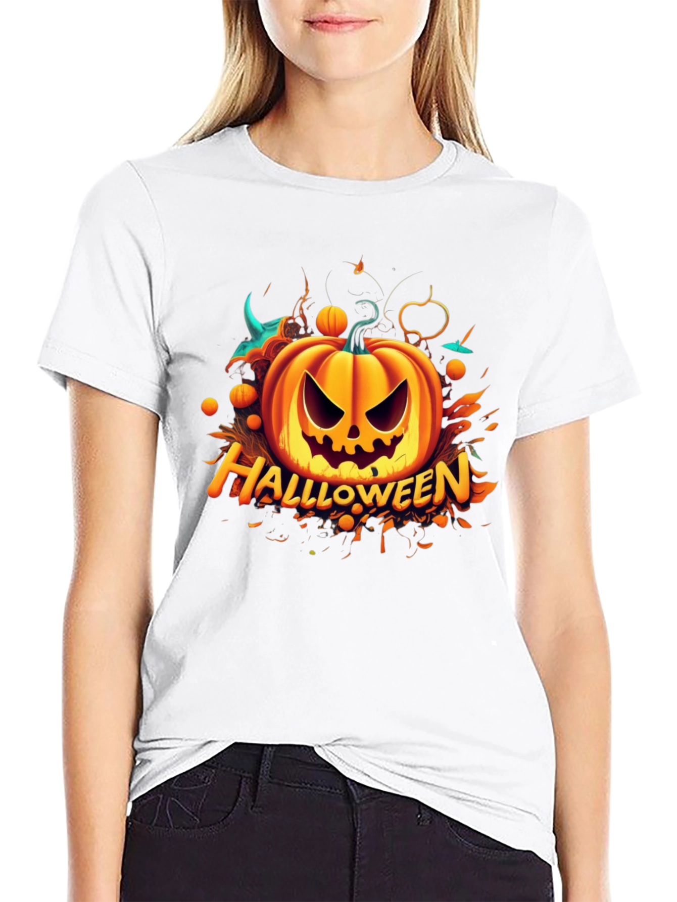 Halloween Pumpkin Graphic T-Shirt - Spooky Season Apparel