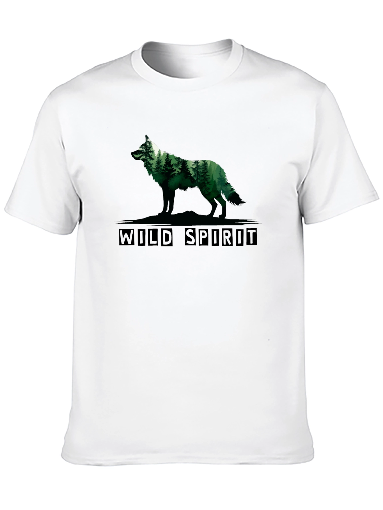 Wild Spirit Wolf Forest Graphic Tee - Black