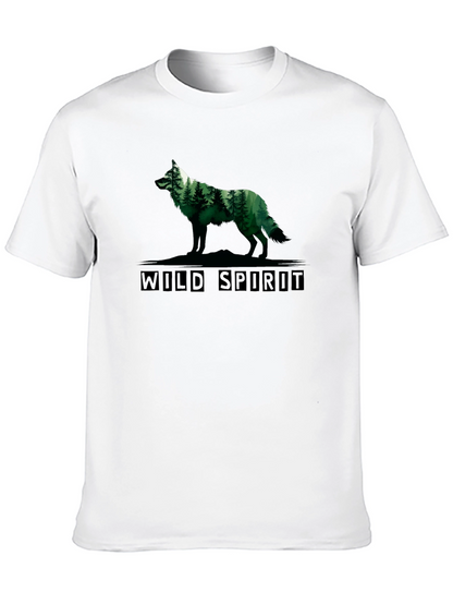 Wild Spirit Wolf Forest Graphic Tee - Black
