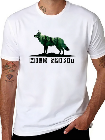 Wild Spirit Wolf Forest Graphic Tee - Black