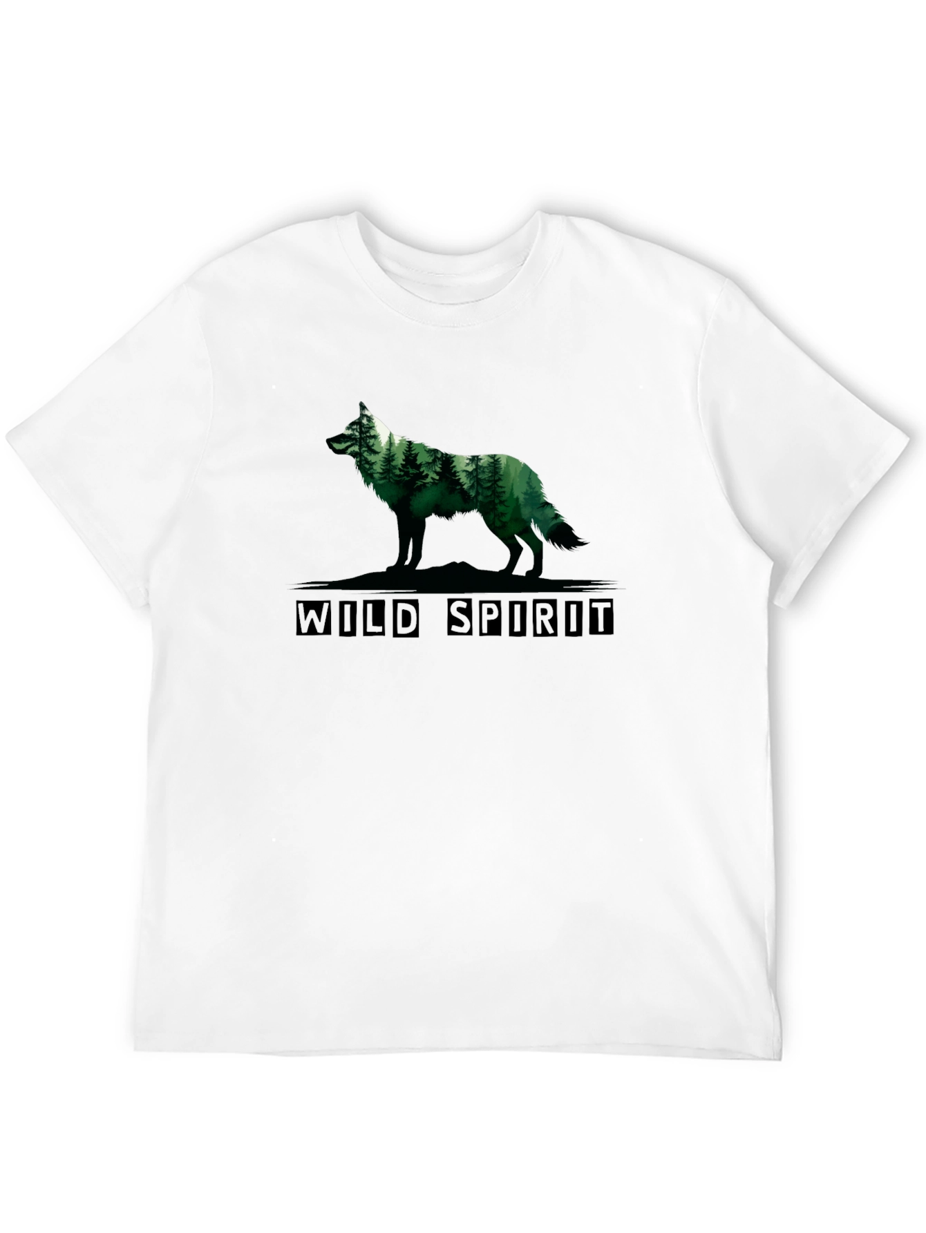 Wild Spirit Wolf Forest Graphic Tee - Black