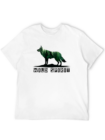 Wild Spirit Wolf Forest Graphic Tee - Black