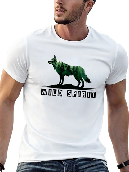 Wild Spirit Wolf Forest Graphic Tee - Black