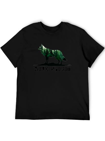 Wild Spirit Wolf Forest Graphic Tee - Black