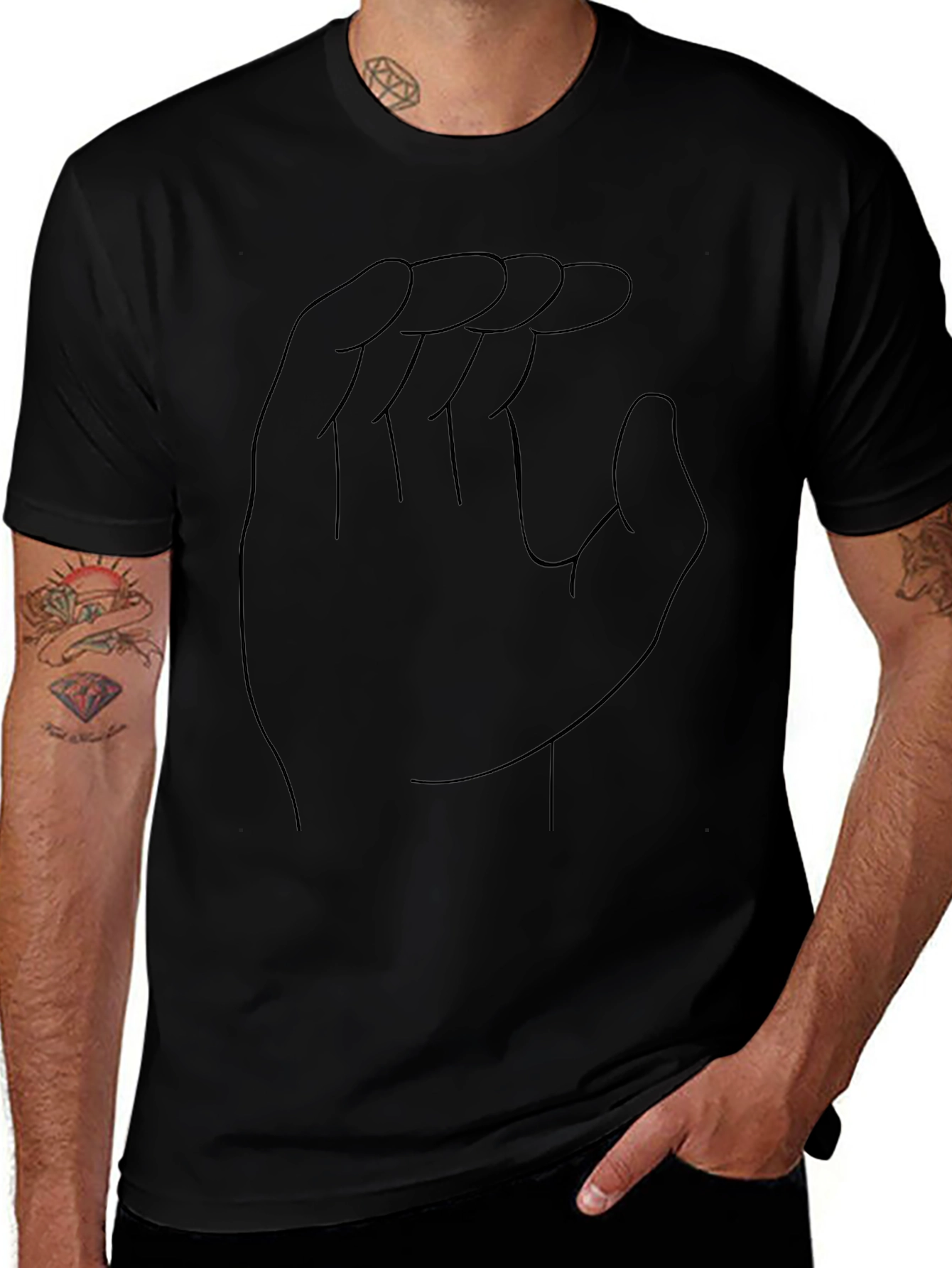 Hand Gesture Outline Black Tee