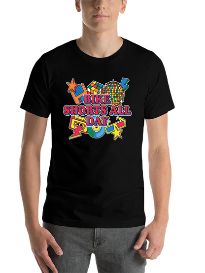 Bike Shorts All Day Retro 80s T-Shirt
