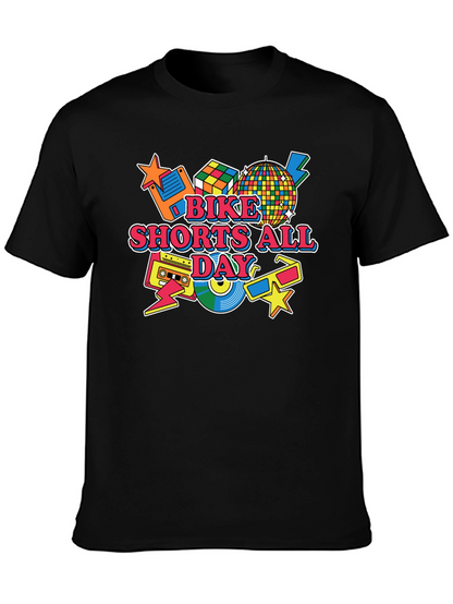 Bike Shorts All Day Retro 80s T-Shirt