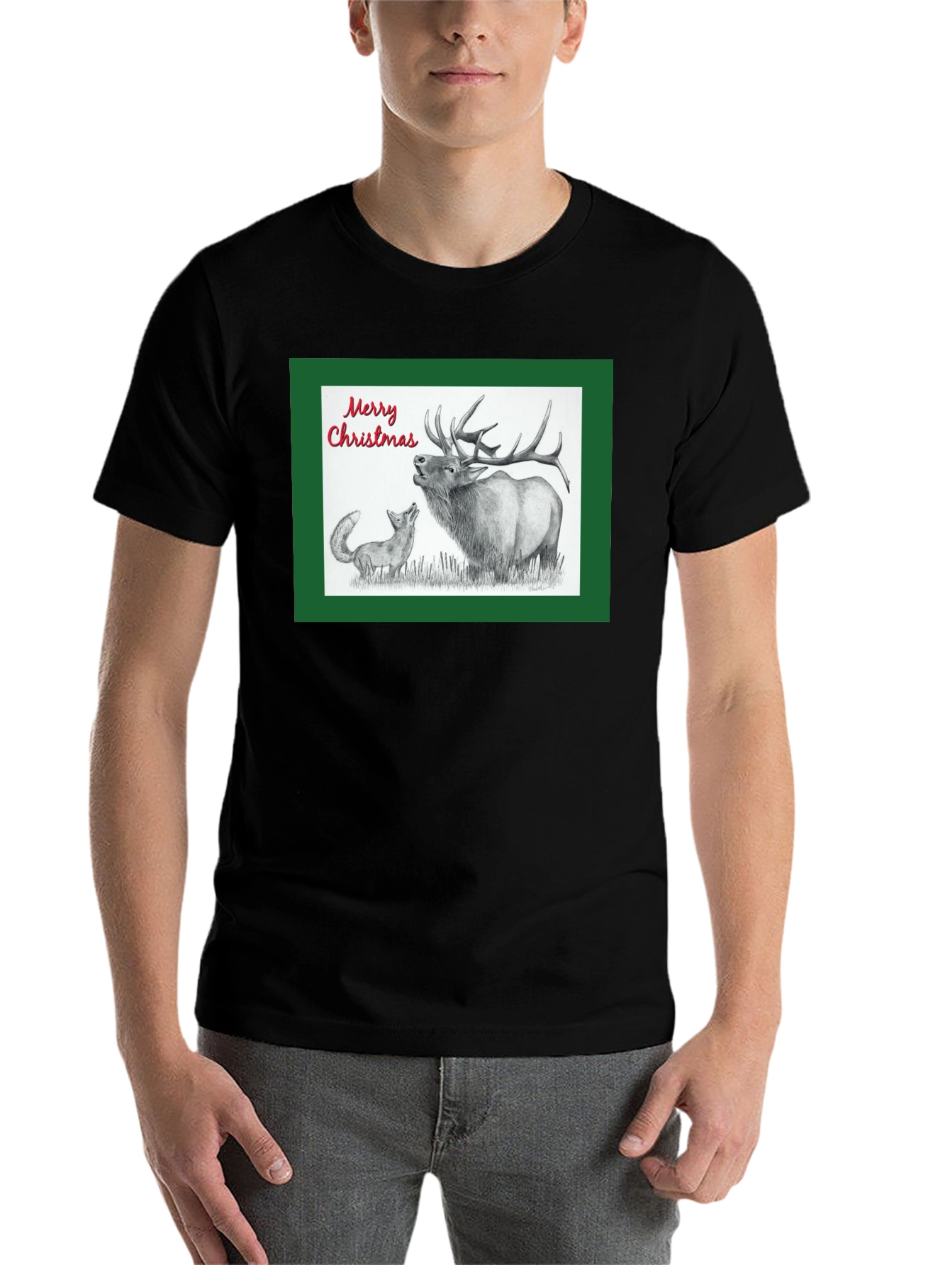 Christmas Elk & Fox Graphic Tee