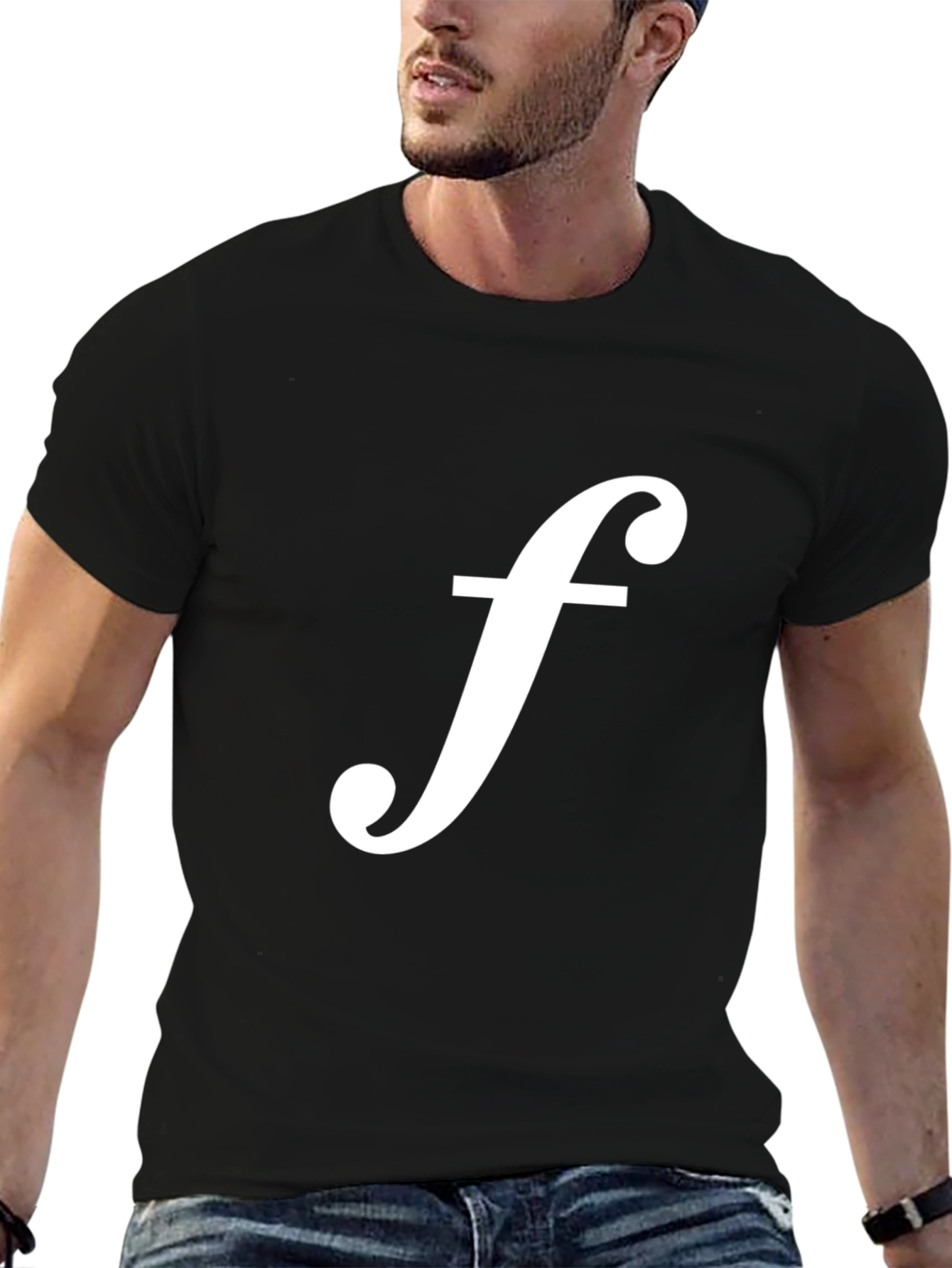 Black T-Shirt with White f Logo