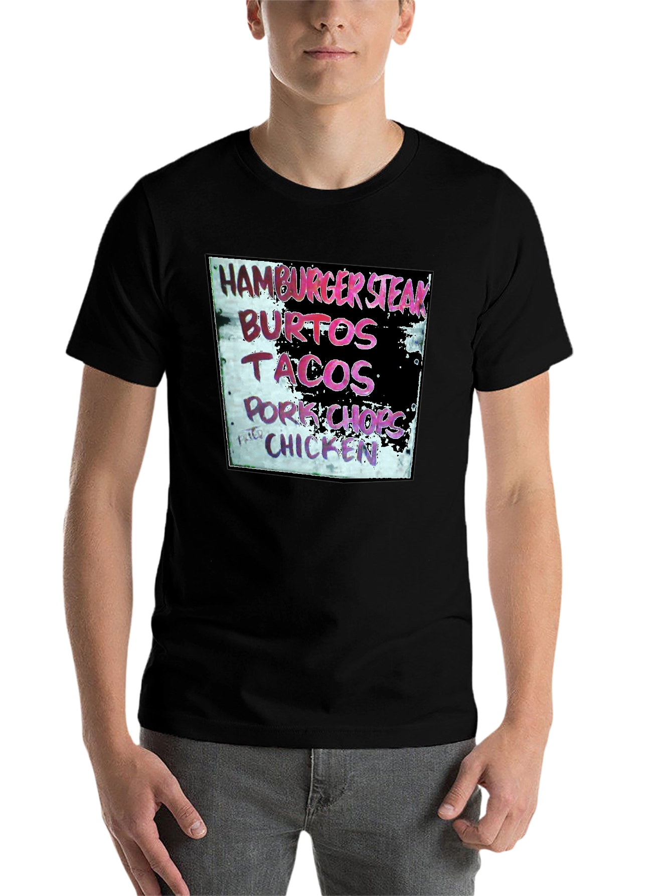 Hamburger Steak Burritos Tacos Chicken Black T-Shirt