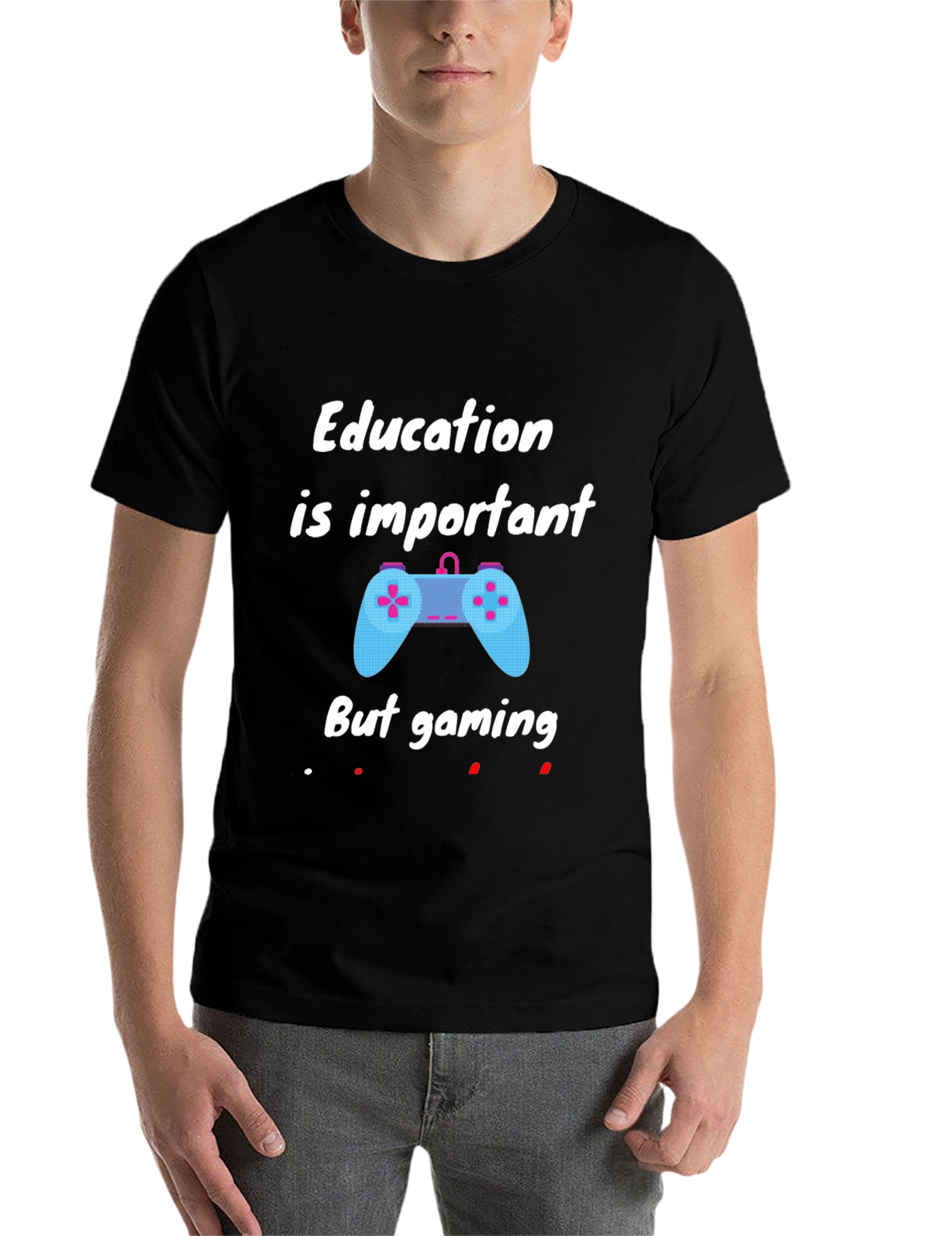 Education Important But Gaming T-Shirt - Black