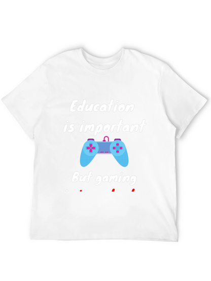 Education Important But Gaming T-Shirt - Black