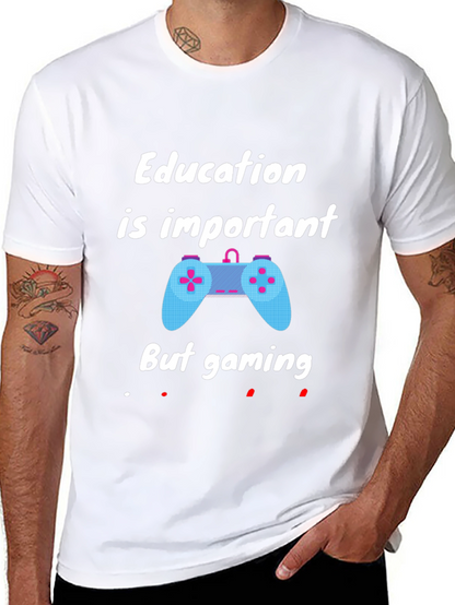 Education Important But Gaming T-Shirt - Black