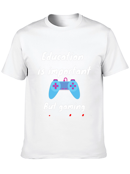 Education Important But Gaming T-Shirt - Black