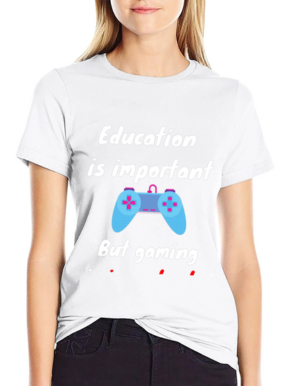 Education Important But Gaming T-Shirt - Black