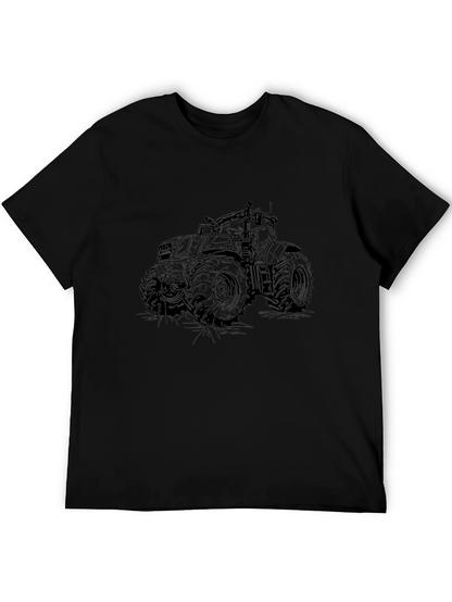 Tractor Graphic Tee - Black Cotton T-Shirt