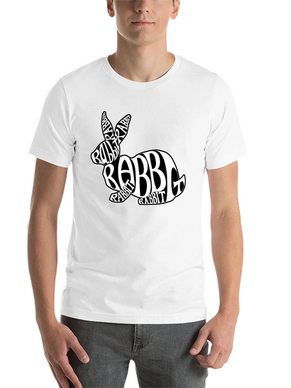 Rabbit Word Art Black T-Shirt