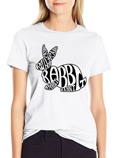 Rabbit Word Art Black T-Shirt