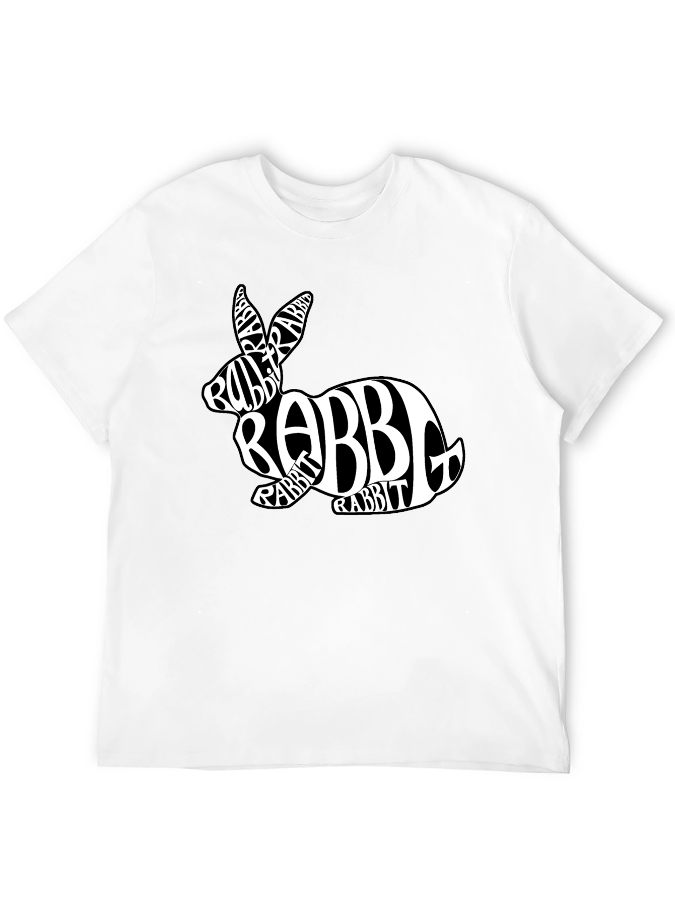Rabbit Word Art Black T-Shirt