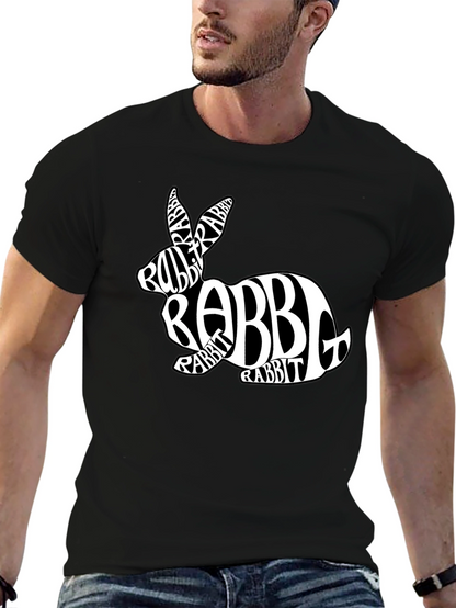 Rabbit Word Art Black T-Shirt