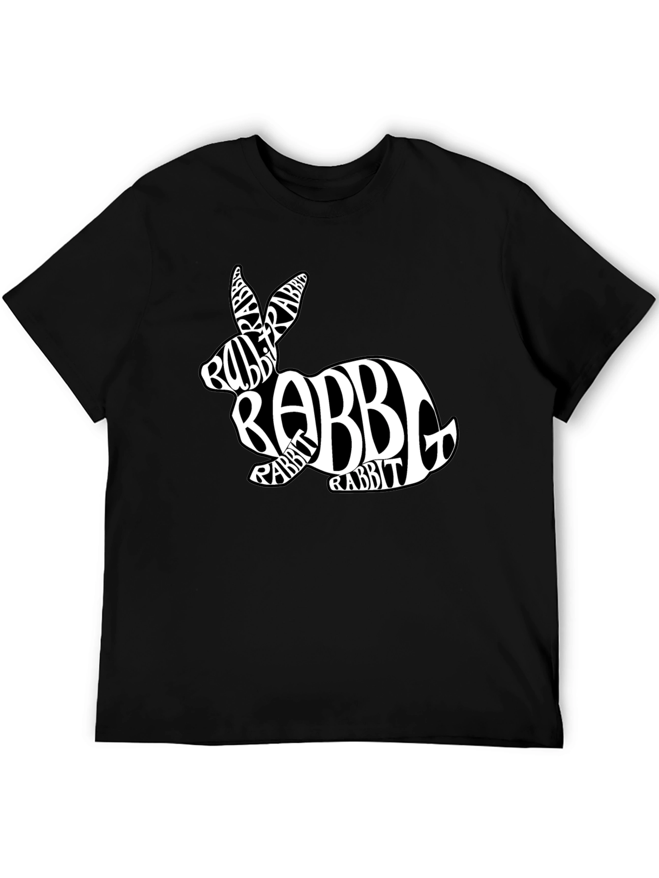 Rabbit Word Art Black T-Shirt