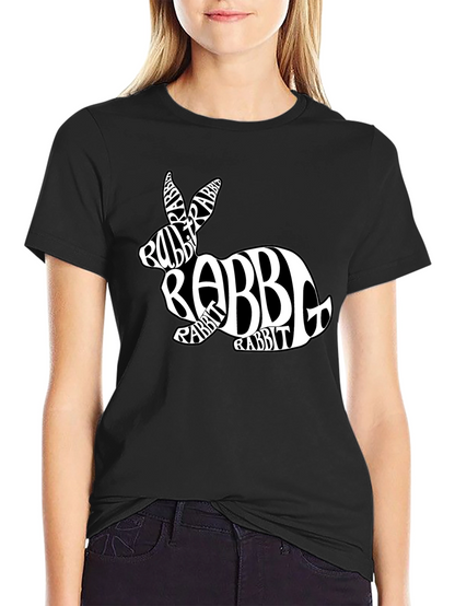 Rabbit Word Art Black T-Shirt