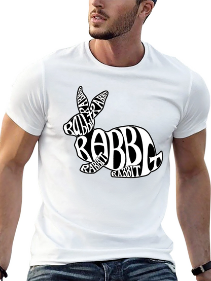Rabbit Word Art Black T-Shirt