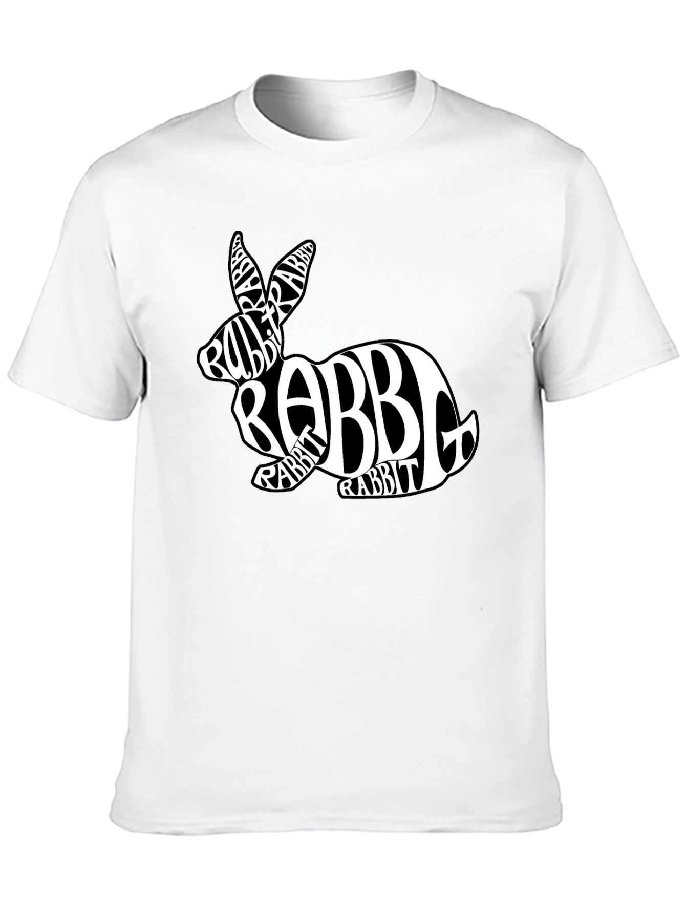 Rabbit Word Art Black T-Shirt