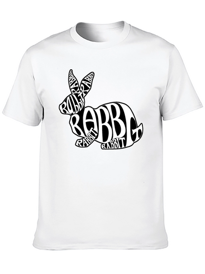 Rabbit Word Art Black T-Shirt