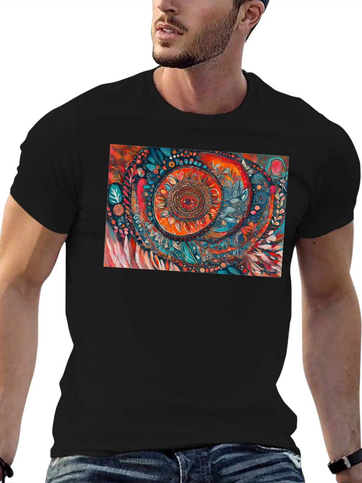 Abstract Art Print Black T-Shirt