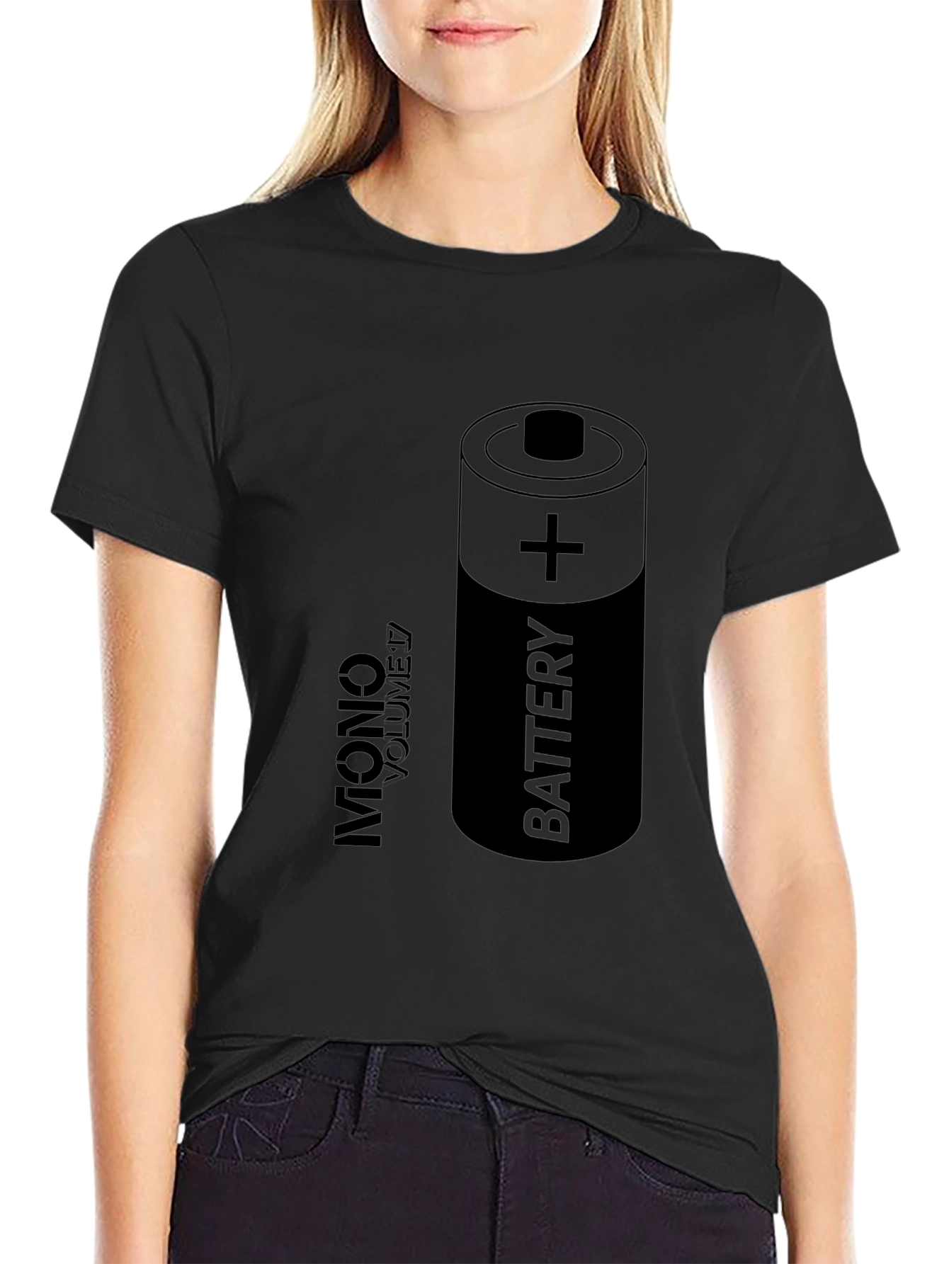Battery Graphic Print Black T-Shirt