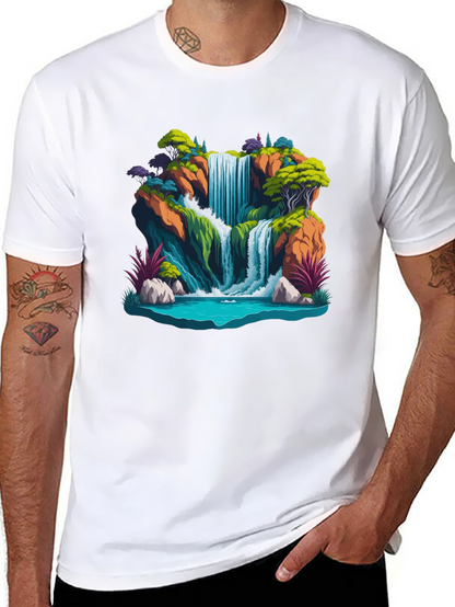 Waterfall Graphic Tee - Nature Scene Shirt