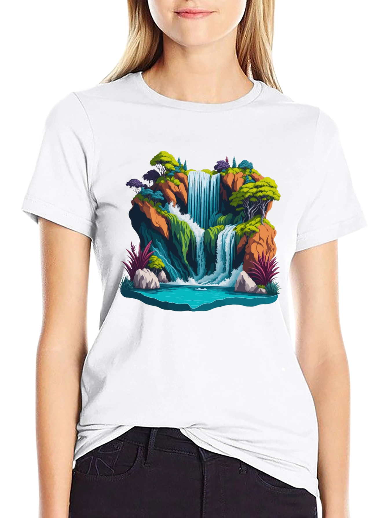 Waterfall Graphic Tee - Nature Scene Shirt