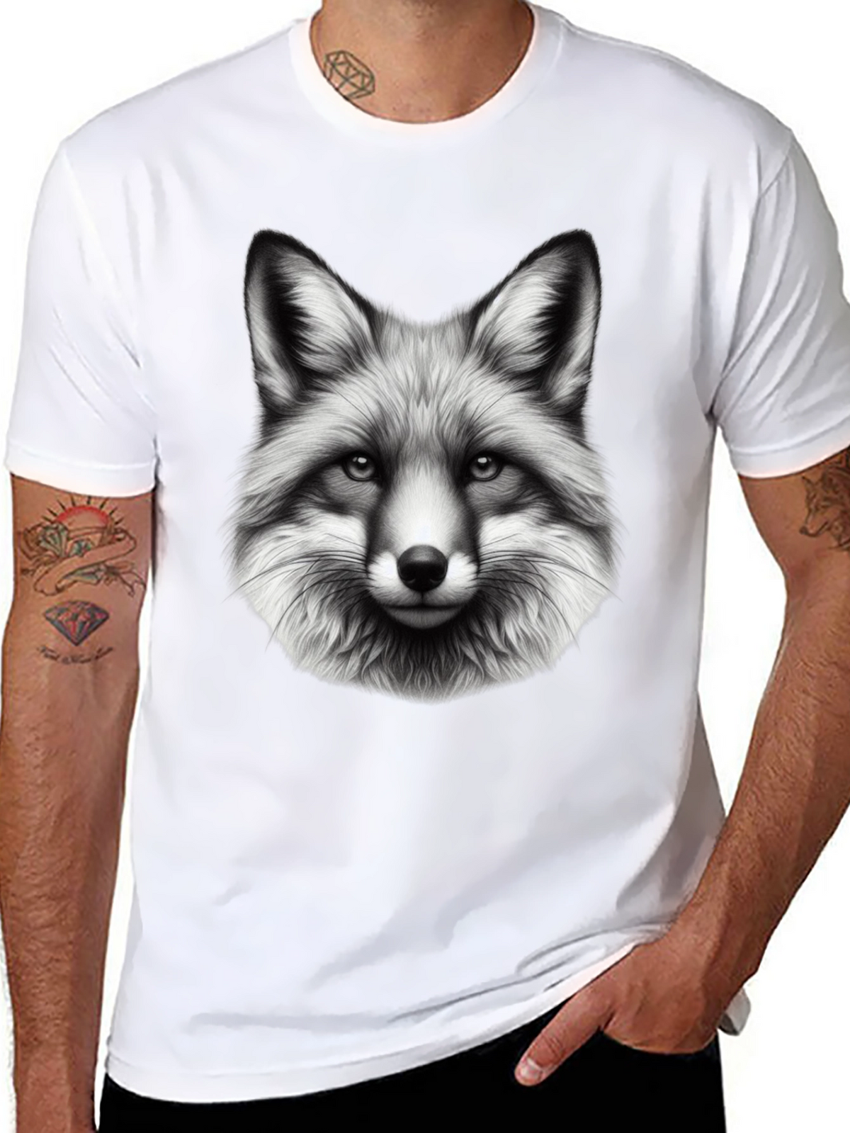 Fox Graphic Print Black T-Shirt