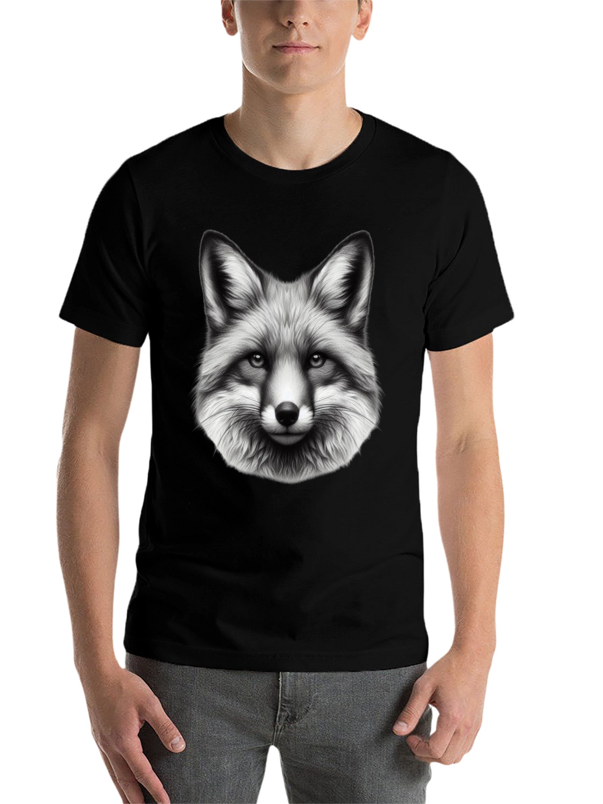 Fox Graphic Print Black T-Shirt