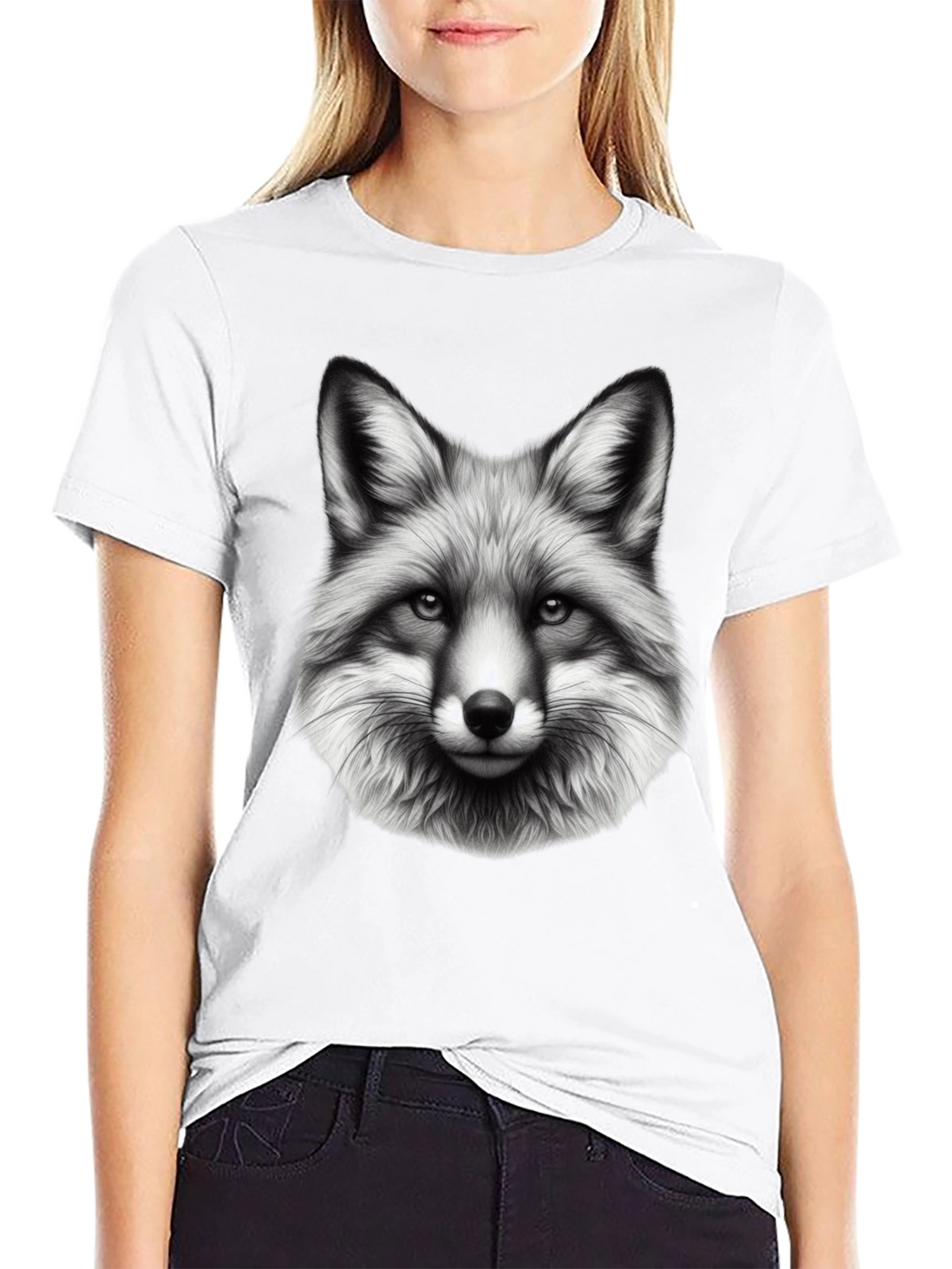 Fox Graphic Print Black T-Shirt